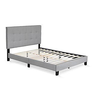 Furinno Furinno Full Laval Button Tufted Bed Frame, Gray, large