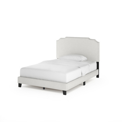 Furinno Nadia Nailhead Trim Bed Frame, Beige, large