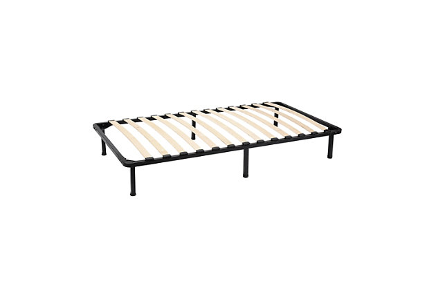 Furinno Twin Angeland Cannet Metal, Wood Slat Bed Frame Twin