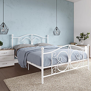 Atwater Living Bradford Queen Metal Bed, White, rollover