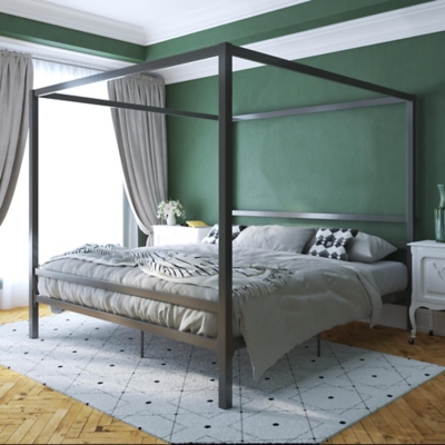 Atwater Living Cara Metal Canopy Bed King, Gray, large
