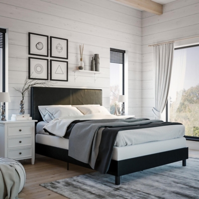 Atwater Living Jazmine Queen Upholstered Bed, Black, rollover