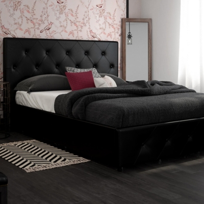 Atwater Living Dana Queen Upholstered Bed with Storage, Black, large