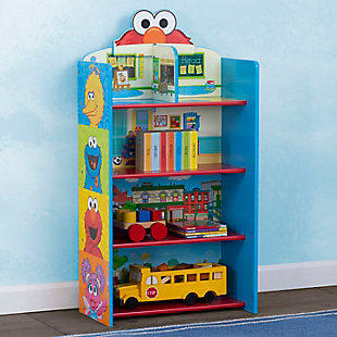 Delta Children Sesame Street Wooden Playhouse 4-shelf Bookcase For Kids, , rollover