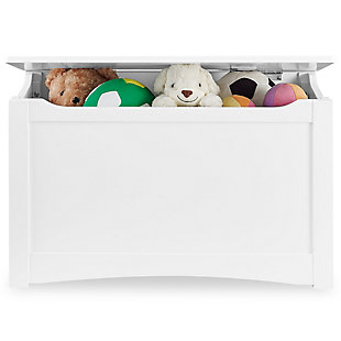 The Universal Toy Box by Delta Children is a timeless storage piece that will keep your child's playroom or bedroom organized without sacrificing style. Kids will love how easily they can stow and store toys, books, games or dress-up clothes. Parents will love the classic design and decorative trim. All toy boxes from Delta Children have rounded edges and feature a safety hinge that allows the lid to close slowly and smoothly.Made of wood, engineered wood and metal | Roomy interior for plenty of storage | Child-safe closure with safety lid | Nontoxic, multistep painting process is lead and phthalate safe | Meets or exceeds all national safety standards and cpsc regulations | Assembly required | For any questions regarding delta children products, please contact consumersupport@deltachildren.com monday to friday, 8:30 a.m. To 6 p.m. (est)