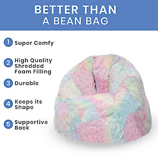 The Snuggle Foam Filled Chair by Delta Children will be the best seat in the house. Stuffed with a shredded foam that contours to your child's body, it delivers more comfort and support than traditional bean bag chairs. The perfect chair for reading, playing or snuggling, it includes a plush faux fur cover and supportive back to give kids an oh-so-cozy spot to call their own. Its lightweight design means it can go anywhere your child goes. The innovative foam construction will keep its shape for long-lasting use that will accommodate your child's needs, year after year. Plus, the chair's non-slip bottom ensures it stays in place. It's the perfect chair for your playroom, bedroom or living room.Generous foam filling is durable and will keep its shape longer than a traditional bean bag chair | Faux fur cover is soft to the touch with a sensory-friendly design | Non-crinkly design is quieter than bean bag chair | Spot clean with mild soap and water | Supportive back and seat surround your child in comfort | Non-slip bottom keeps chair in place | Chair ships in super-small box; once unboxed, the chair expands 5x (may take 24 hours to fully expand); fully expanded size: 23" l x 24" w x 22" h | Lightweight chair can be moved from room to room | Great for bedroom, playroom, living room or basement | Toddler size (ages 2-6); weight capacity 60 lbs. | Chair meets or exceeds government and astm safety standards | For any questions regarding delta children products, please contact consumersupport@deltachildren.com monday to friday, 8:30 a.m. To 6 p.m. (est)