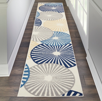 B600002088 Nourison Grafix 12 Runner Area Rug, White/Blue sku B600002088