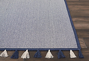 Casual style and easy decor come to life with the otto collection of flat weave rugs from nourison. Ivory is beautifully interwoven with stylish contemporary hues and finished with an ornately bound edge and tassels. The reversible, lightweight construction makes these rugs ideal for any setting in your home. This navy blue colored otto collection rug from nourison offers a casual accent for any space in the home. The flat weave reversible constructions makes the rug easy to position, and works wonderfully as layered rug option or a standalone area rug. Tasseled fringe give each rug a touch of exotic elegance.Reversible | Low shedding | Indoor only | Vacuum regularly. Clean spills immediately by blotting with a clean damp sponge or cloth. Professional cleaning recommended.