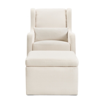 Carter's by Davinci Adrian Swivel Glider With Storage Ottoman, White, large