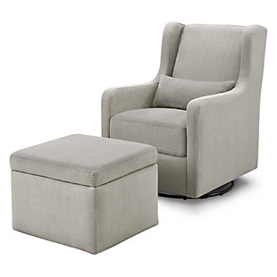 Carter's by Davinci Adrian Swivel Glider with Storage Ottoman | Water Repellent & Stain Resistant fabric, Gray, large
