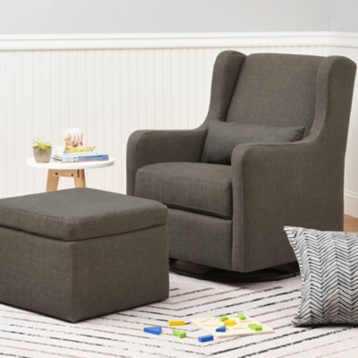 Carters by Davinci Adrian Swivel Glider with Storage Ottoman Water Repellent & Stain Resistant fabric, Charcoal