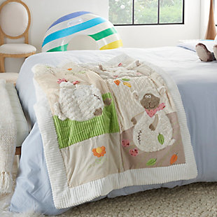 Talk about cushy! This adorable blanket demands to be cuddled. It’s so soft and fluffy, with varied texture and colors. It guarantees to bring the perfect touch of whimsy and warmth to any space, and the kids will love its look and feel!Indoor only | Spot clean | Blow fill | Handcrafted