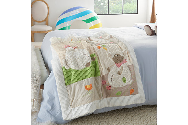 Talk about cushy! This adorable blanket demands to be cuddled. It’s so soft and fluffy, with varied texture and colors. It guarantees to bring the perfect touch of whimsy and warmth to any space, and the kids will love its look and feel!Indoor only | Spot clean | Blow fill | Handcrafted