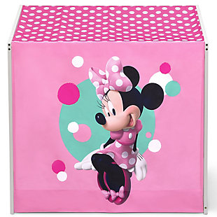 Kids can create their very own Clubhouse with this Disney Minnie Mouse Indoor Playhouse with Fabric Tent by Delta Children. The durable wood frame is draped in colorful tent fabric that features bold graphics of everyone’s favorite mouse, Minnie. A magical fort for boys and girls to play or read, it's designed to enrich imaginations and encourage kids to create a whole make-believe world inside--decorate the inside of the playhouse with a table, stuffed animals, throw pillows, blankets and more! This large wood playhouse stands just under 4 feet tall, and its sturdy construction ensures your child will make this a special place for creative play for years to come! Roomy enough for multiple children. Designed for indoor use only. About Minnie Mouse: Sweet, stylish and a lover of all things polka dot, Minnie Mouse spends her free time dancing, singing and hanging out with her lifelong sweetheart, Mickey. Help bring her cheerful spirit to your little one's room with this item from Delta Children's colorful collection of Minnie Mouse kids' furniture.Keeps kids entertained: this colorful character indoor playhouse is the best way to keep kids entertained at home, its spacious interior space is large enough for several kids to play at the same time | Stimulates imaginations: tent provides a fun place for pretend play that helps boost your child’s development by inspiring their imagination, building memory, developing vocabulary and improving concentration | Perfect size: measuring 45.25"w x 45.25"d x 47.75"h, this indoor playhouse is a great way to keep your children busy for hours without taking up too much space in your living room, playroom or bedroom, recommended for ages 18 months+ | Sturdy and safe: meets or exceeds government and astm safety standards, frame is made of sturdy wood, non-toxic design is lead and phthalates safe | Easy assembly: put this indoor playhouse together in no time, only one person needed to assemble