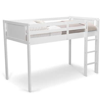 Delta Children Twin Low Loft Bed With Guardrail And Ladder, White, White, large