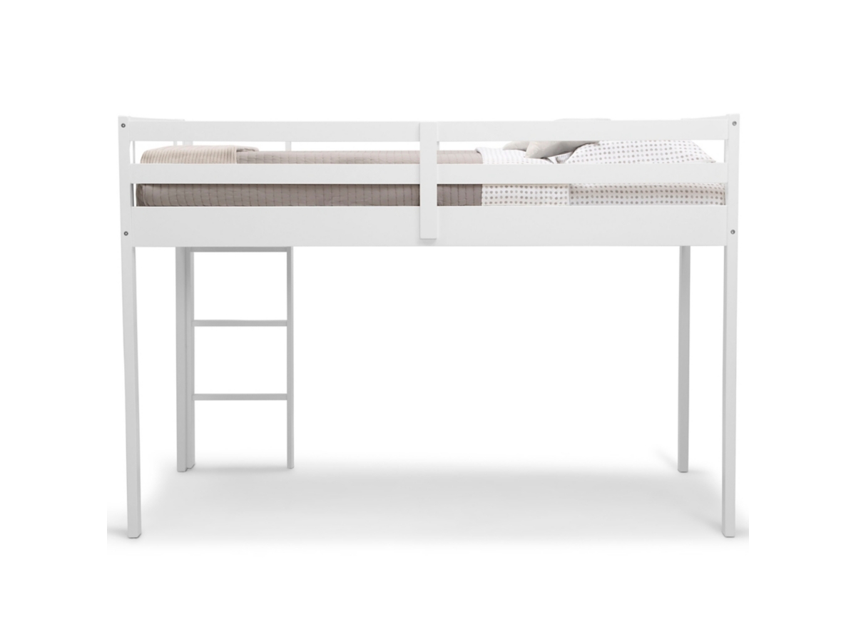 Delta Children Twin Low Loft Bed With Guardrail And Ladder, White, White, large