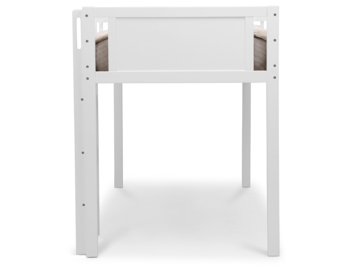 Delta Children Twin Low Loft Bed With Guardrail And Ladder, White, White, large