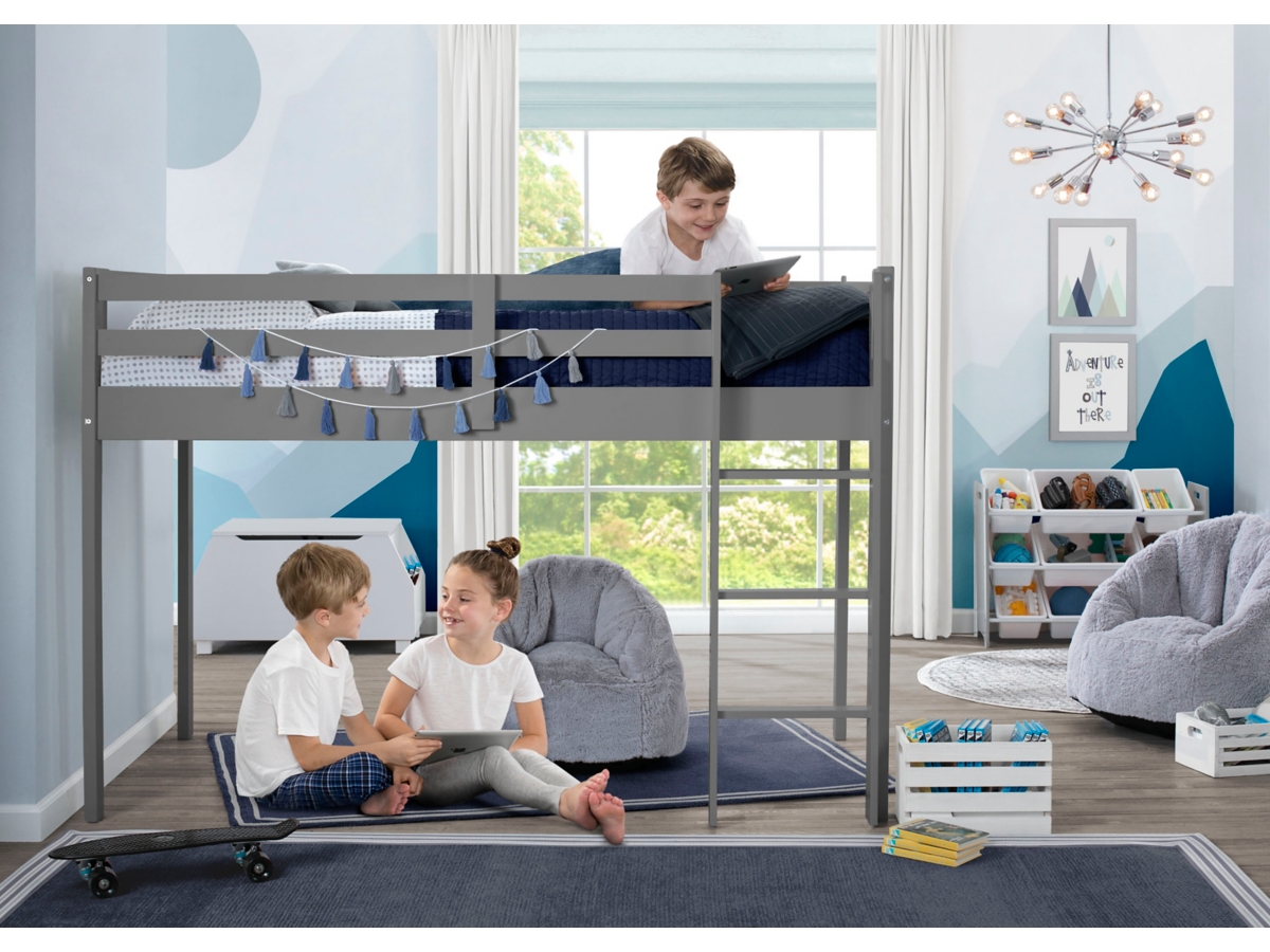 Delta Children Twin Low Loft Bed with Guardrail and Ladder | Ashley