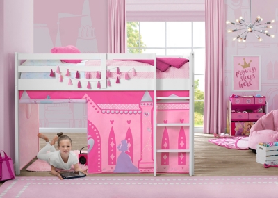 Delta Children Disney Princess Loft Bed Tent - Curtain Set For Low Twin Loft Bed (bed Sold Separately), Pink