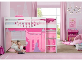 Delta Children Disney Princess Loft Bed Tent - Curtain Set For Low Twin Loft Bed (bed Sold Separately)