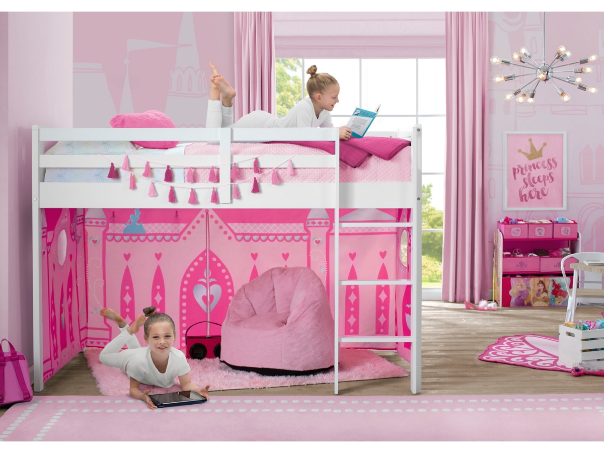 Delta Children Disney Princess Loft Bed Tent - Curtain Set For Low Twin  Loft Bed (bed Sold Separately)