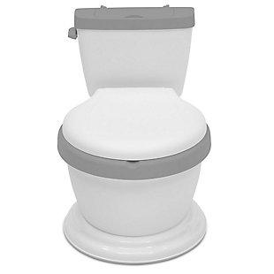 The Kid Size Toddler Potty by Delta Children makes potty training easier than ever! Its realistic design resembles an adult toilet, making it the perfect toilet training tool for your little one. Packed with a ton of features that help boost your child’s potty confidence, this training toilet features a flusher, full-size wipe compartment, soft foam seat and flip lid that opens and closes just like an adult toilet. What else makes this training toilet awesome? It’s so easy to clean! The potty’s non-slip feet prevent slipping and sliding, plus it features a removable bowl and integrated splash guard that makes it perfect for boys or girls to use. Get the Kid Size Toddler Potty by Delta Children when it’s time for your little one to start their potty-training journey—it will help them concur toilet training easily and quickly! Delta Children was founded around the idea of making safe, high-quality children's furniture affordable for all families. They know there's nothing more important than safety when it comes to your child's space. That's why all Delta Children products are built with long-lasting materials to ensure they stand up to years of use. Plus, they are rigorously tested to meet or exceed all industry safety standards.Realistic design: the delta children kids size toddler training potty features a flusher and flip lid that opens and closes just like a real toilet, promotes proper potty posture to help little ones transition comfortably to an adult-sized toilet | Teaches hygiene: built-in full-size wipe compartment in the toilet tank keeps wipes within reach to promote healthy habits | Easy to clean: lid, soft foam seat and bowl are removable which makes it easy to empty and clean, integrated splash guard for boys and girls stays in place | Stays in place: non-slip rubber base prevents the potty from sliding | Size: 18.2”l x 11.5”w x 10.3”h, recommend for 12 months+, holds up to 50 lbs.