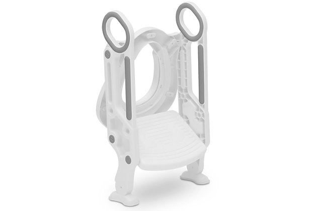 The Kid Size Toddler Potty Training Ladder Seat by Delta Children is an easy and convenient way to start toilet training with your little one. Combining a potty seat and step stool all into one convenient piece, this ladder seat allows little ones to safely step up, hold the handles and turn around to sit on the toilet—they will feel secure and confident as the begin toilet training! The ladder’s adjustable height and footrest ensure the perfect fit as your child grows. What else makes this potty ladder seat awesome? It’s so easy to clean! This ladder seat features a removable foam seat and integrated splash guard that makes it perfect for boys or girls to use. Designed in a classic white and grey colorway, this ladder seat will coordinate with your existing bathroom décor and its universal fit ensures it works with most standard round and elongated toilets. When you’re done using it, the ladder’s compact fold will fit discreetly behind doors or in your bathroom closet. Get the Kid Size Toddler Potty Training Ladder Seat by Delta Children when it’s time for your little one to start their potty-training journey—it will help them concur toilet training easily and quickly! Delta Children was founded around the idea of making safe, high-quality children's furniture affordable for all families. They know there's nothing more important than safety when it comes to your child's space. That's why all Delta Children products are built with long-lasting materials to ensure they stand up to years of use. Plus, they are rigorously tested to meet or exceed all industry safety standards.Universal fit: the delta children kid size toddler potty training ladder seat fits on most standard round and elongated toilets, non-slip feet prevent shifting, no tools needed for installation | Customizable design: adjustable height and footrest ensure the perfect fit for your little one | Compact fold: ladder seat folds down for compact storage in your bathroom | Easy to clean: removable foam seat cushion makes it easy to clean, integrated splash guard for boys and girls stays in place and prevents messes | Size: 14.4”l x 5.4”w x 25.6”h, recommend for 18 months+, holds up to 75 lbs.