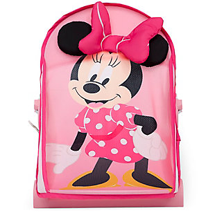Cute as a button (and a bow!), this Disney Minnie Mouse Baby Bather by Delta Children provides a safe place to bathe your newborn. The bather’s soft mesh material is gentle on baby’s delicate skin and is easy to clean—the slightly inclined design ensures your baby is in a secure position throughout bath time. Minnie’s 3D ears and bow provide needed head support and an extra dose of style. Use it in your sink or bath tub. The bather’s compact fold is convenient for storage or travel.Recommended use: ideal for infants 0-6 months, holds up to 20 lbs., use this bather until baby is sitting up unassisted | Fits in sinks and bath tubs: great alternative to bulky baby bath tub, this bather easily fits in your sink or tub without taking up a lot of space, assembled dimensions: 13"w x 22"l x 12"h | Supportive design: minnie's 3d ears and bow cradle baby's head and provide needed support, the bather's incline keeps baby in a secure and comfortable position during bath time
needed support, the bather’s incline keeps baby in a secure and comfortable position during bath time | Easy to clean: the soft mesh material is gentle on baby's delicate skin and easy to clean | Compact fold for storage and travel: bather easily folds so you can store in any space or take on trips, folded dimensions 13"w x 14"l x2.5"h
