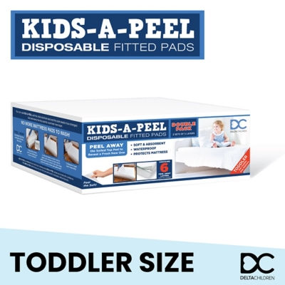 Delta Children Kids-a-peel Disposable Mattress Pads, 6-pack, Waterproof, Breathable Soft Bed Pads, Toddler, , large