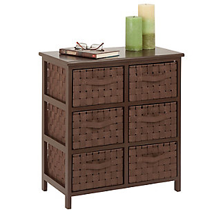 Honey-Can-Do 6 Drawer Woven Strap Chest, Brown, large