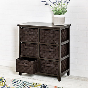 Honey-Can-Do 6 Drawer Woven Strap Chest, Black, rollover