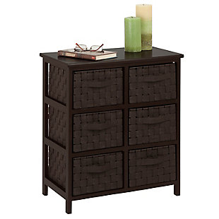 Honey-Can-Do 6 Drawer Woven Strap Chest, Black, large
