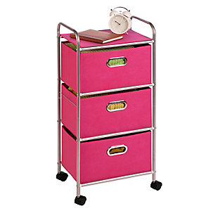 Honey-Can-Do 3 Drawer Rolling Cart, Pink, large