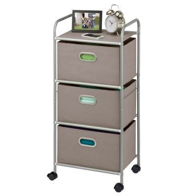 Honey-Can-Do 3 Drawer Rolling Cart, Gray, large