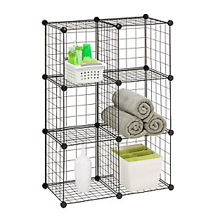 Create unlimited configurations or combine multiple storage cubes to build a customized storage solution. Easy snap together assembly is achieved with multi-angle and heavy duty composite connectors.  Made from heavy gauge steel wire, this organization unit is perfect for bedrooms, bathrooms, laundry areas, dorms, and the garage.Unlimited configurations | Heavy gauge steel wire | Multi-angle connectors