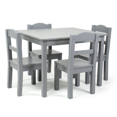 Humble Crew Camden Kids Wood Table and 4 Chair Set, Gray, , large