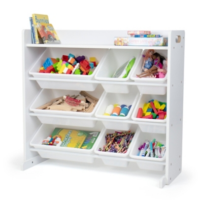 Humble Crew Cambridge White Toy Storage Organizer with Shelf and 9