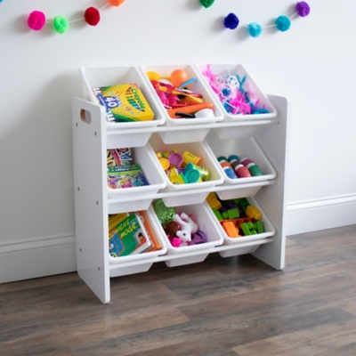 Humble Crew Cambridge White Toy Storage Organizer with 9 Storage Bins