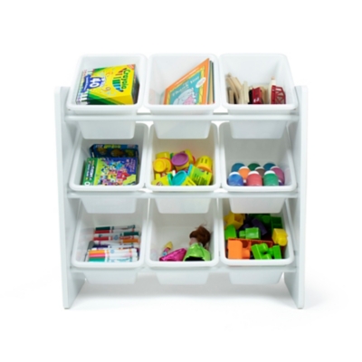Humble Crew Cambridge White Toy Storage Organizer with Shelf and 9