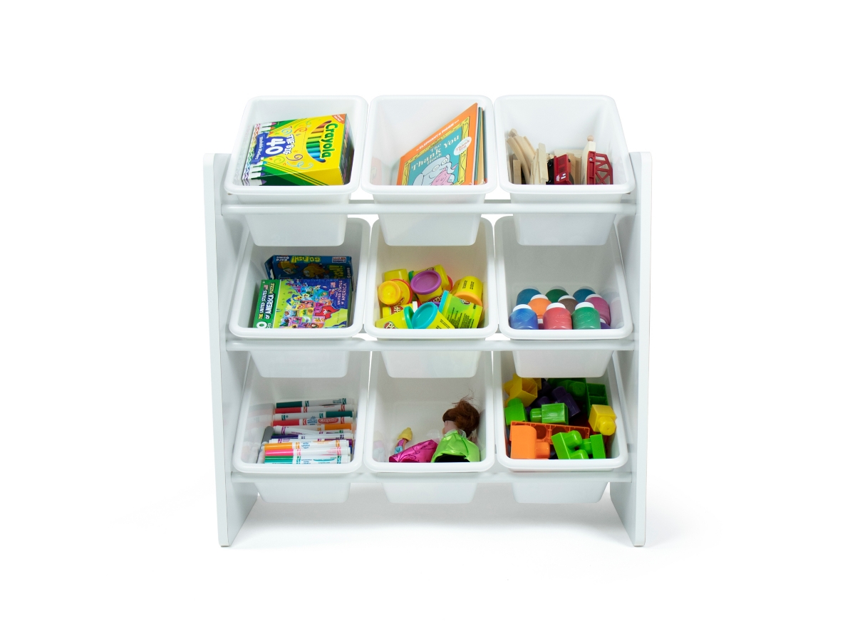 Humble Crew Toy Storage Organizer with Shelf and 9 Storage Bins, White