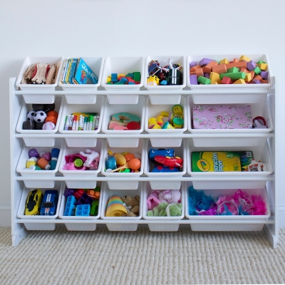 Humble Crew Cambridge White Toy Storage Organizer with Shelf and 9