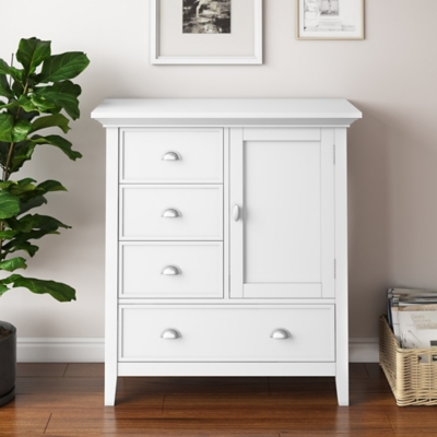 Simpli Home Redmond Solid Wood Medium Storage Cabinet, White, large