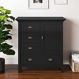Simpli Home Redmond Solid Wood Medium Storage Cabinet, Black, rollover