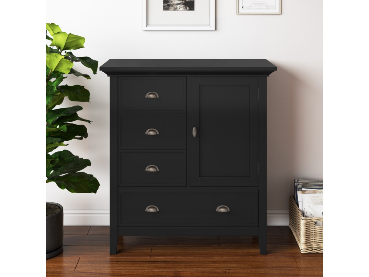 Simpli Home Redmond Solid Wood Medium Storage Cabinet, Black, large