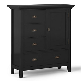 Simpli Home Redmond Solid Wood Medium Storage Cabinet, Black, large