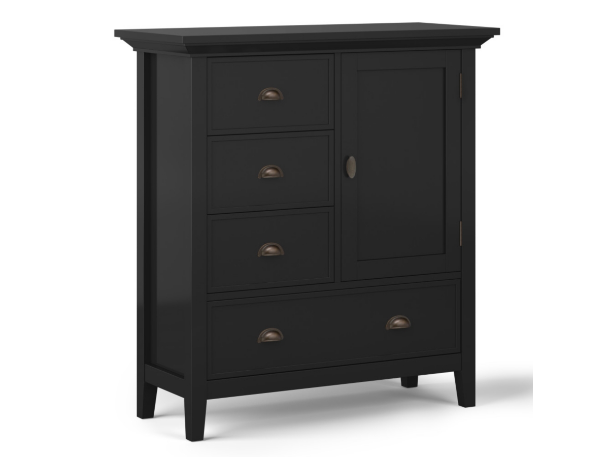 Simpli Home Redmond Solid Wood Medium Storage Cabinet, Black, large