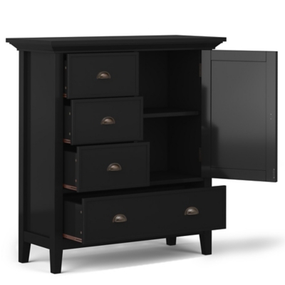 Simpli Home Redmond Solid Wood Medium Storage Cabinet, Black, large