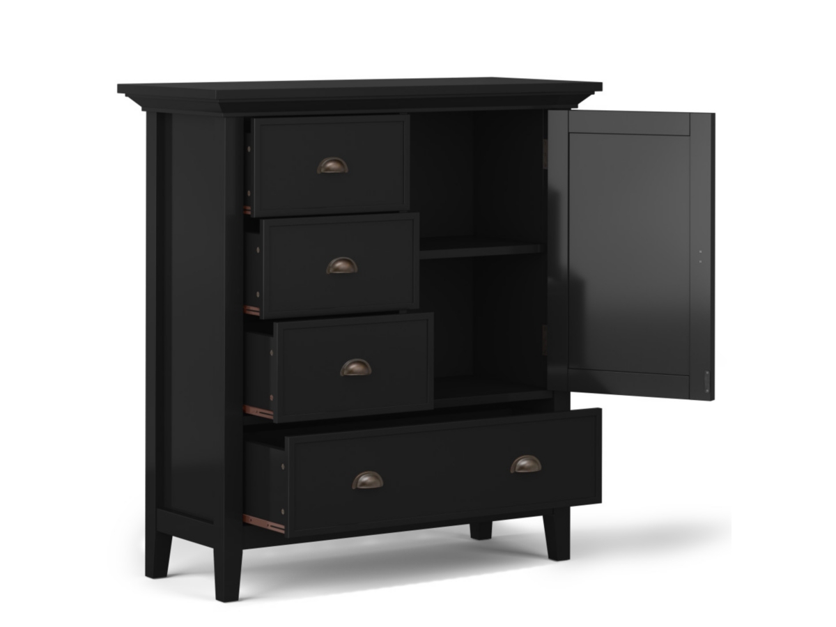Simpli Home Redmond Solid Wood Medium Storage Cabinet, Black, large