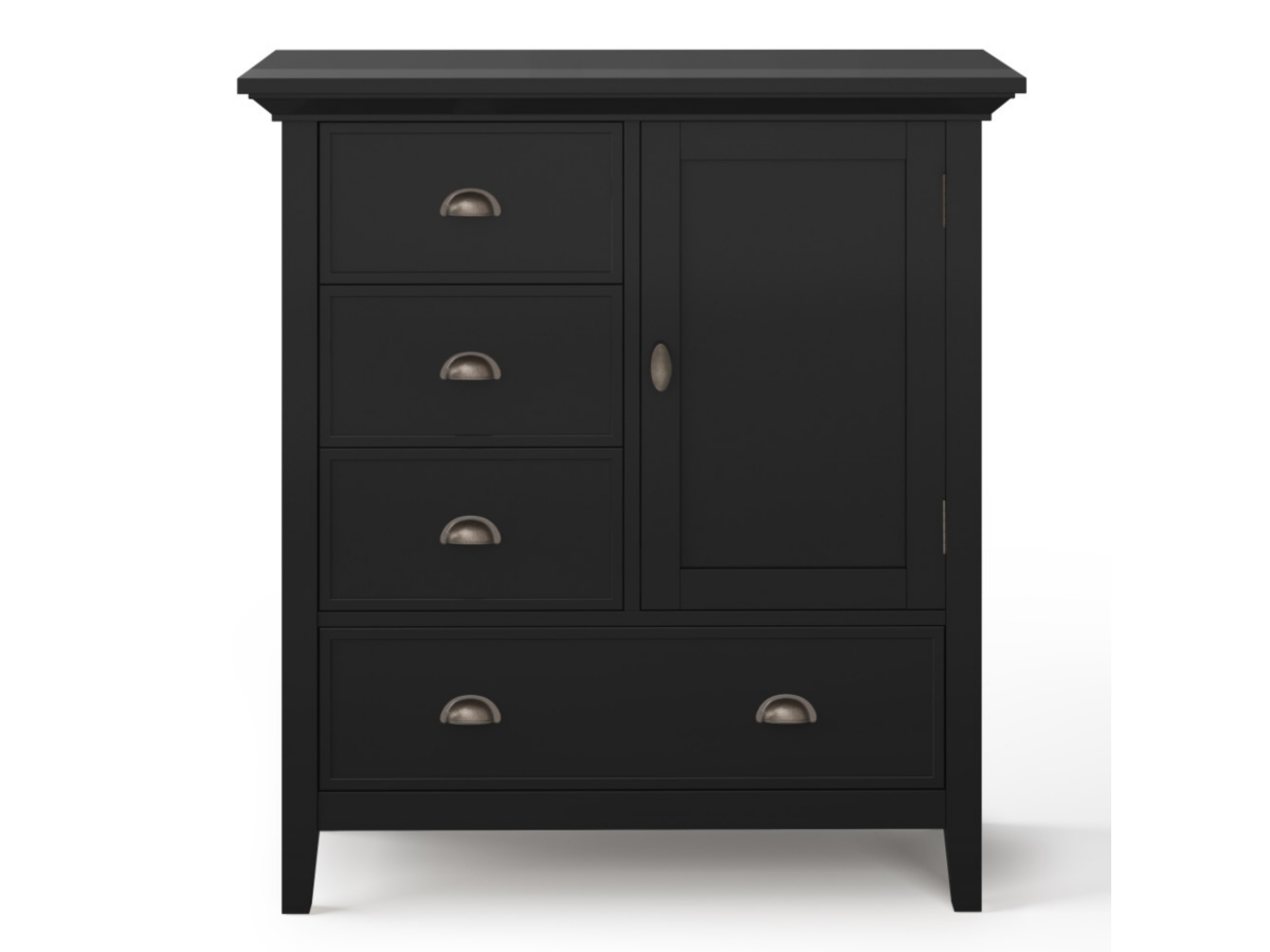 Simpli Home Redmond Solid Wood Medium Storage Cabinet, Black, large
