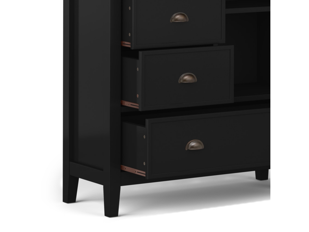 Simpli Home Redmond Solid Wood Medium Storage Cabinet, Black, large